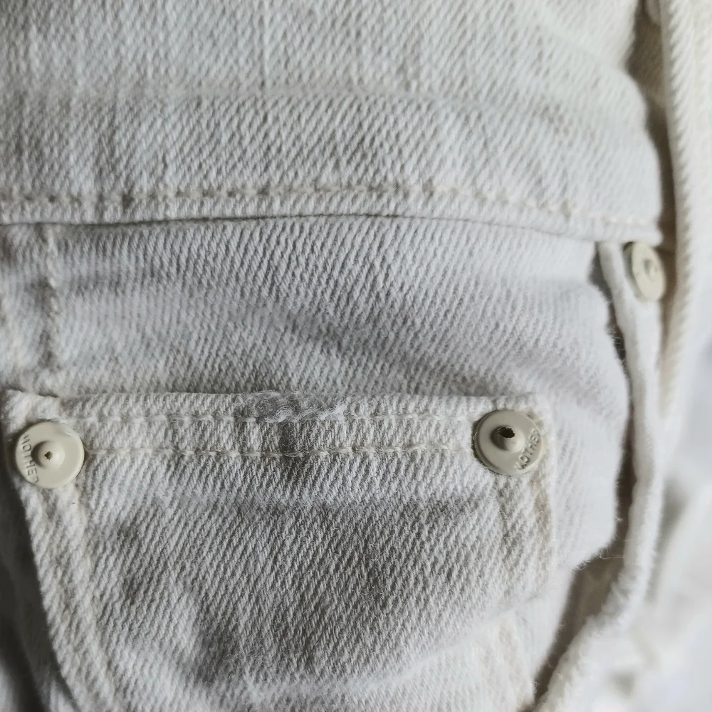 Mother Jeans The Insider Crop Step Fray in White with Black Stripes - Picture 10 of 16